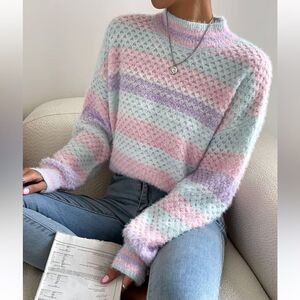 Major Label Group Colorblock Knit Soft Pastel Sweater Women’s Medium